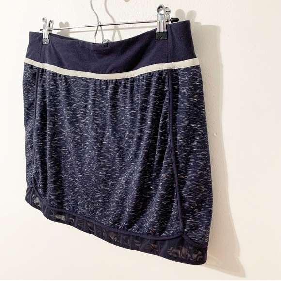 Brisas Heathered Blue and White Me ni Athletic Skirt Built in Shorts Mesh Detail - Picture 6 of 12